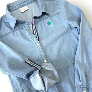 Girl Scout Junior Chambray Shirt Dress Uniform Denim Roll Tab Cotton NO BELT